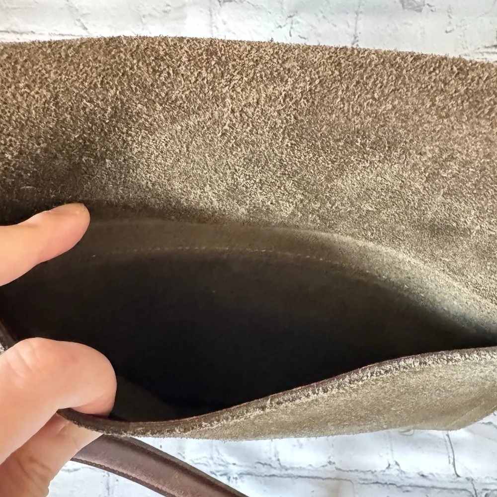 Rare Vintage Coach Olive Suede Leather Crossbody Bag
